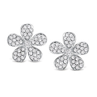 Diamond Earrings with a Floral Design. Flowers are Mother Nature's jewelry, but these glittering flowers will never wilt and will bloom for all time. These floral earrings are studded with an array of 82 twinkling .43 ct tw diamonds, giving them an irresistible intricacy to contrast their playful and simple shape.