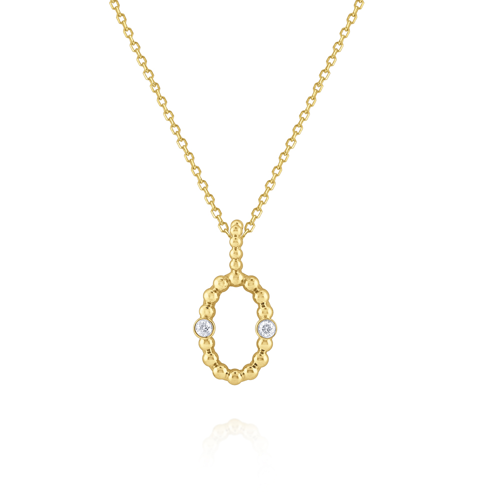 Diamond Oval Frame Pendant Necklace Set in 14 Kt. Gold