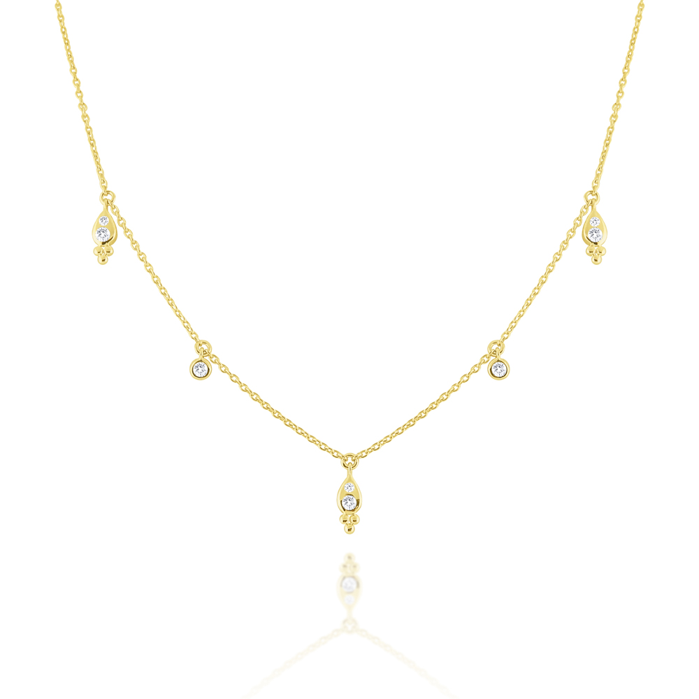 14K Gold and Diamond Charms Necklace