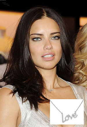 Adriana Lima in KC Designs Love Necklace