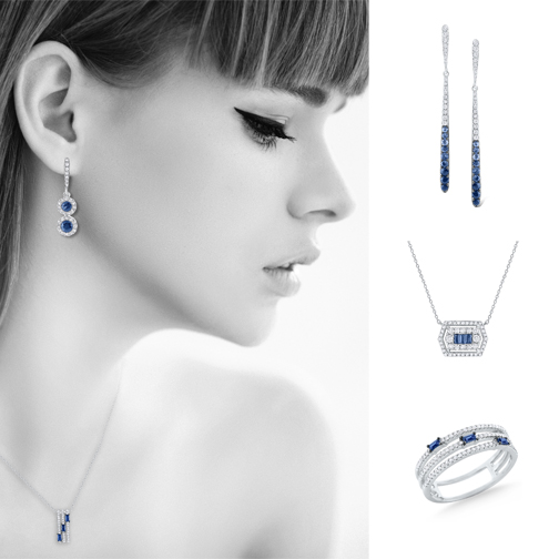 KC Designs Sapphire Model wearing KC Designs sapphire items