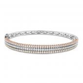 Diamond triple row hinged bangle