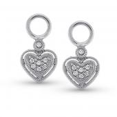 Diamond heart earring charms