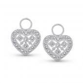 Diamond heart earring charms