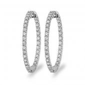 Diamond inside outside hoop earrings
