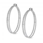 Diamond inside outside hoop earrings