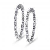 Diamond inside outside hoop earrings