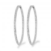 Diamond inside outside hoop earrings