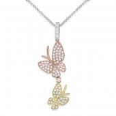 Diamond butterfly drop necklace