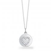 Diamond mini disc necklace with heart