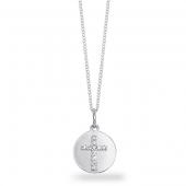 Diamond mini disc necklace with cross