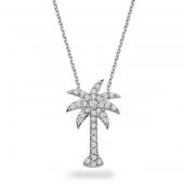 Diamond large palm tree necklace