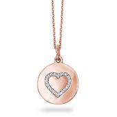 Diamond disc necklace with heart