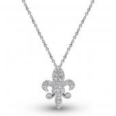 Diamond small fleur di lis necklace