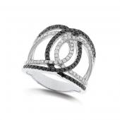 Black and White Diamond knot ring