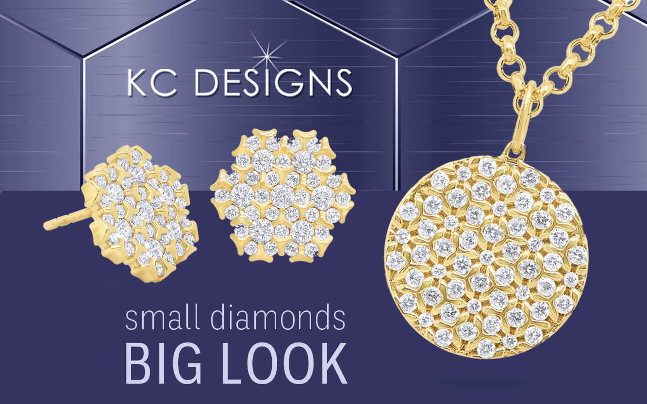 KC Designs Diamond Bitty Block Initial V Necklace N13095-V - The