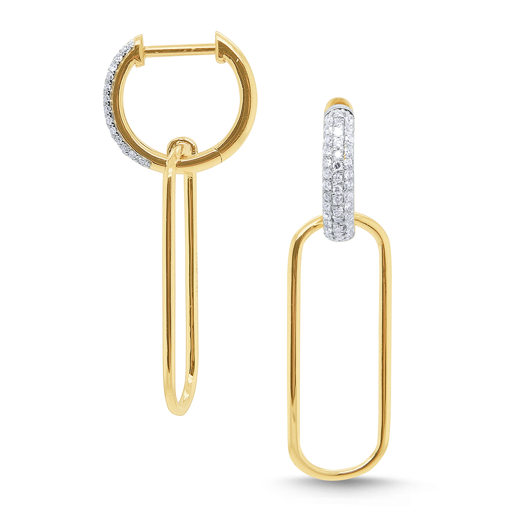 14k Gold and Diamond Paperclip Earrings