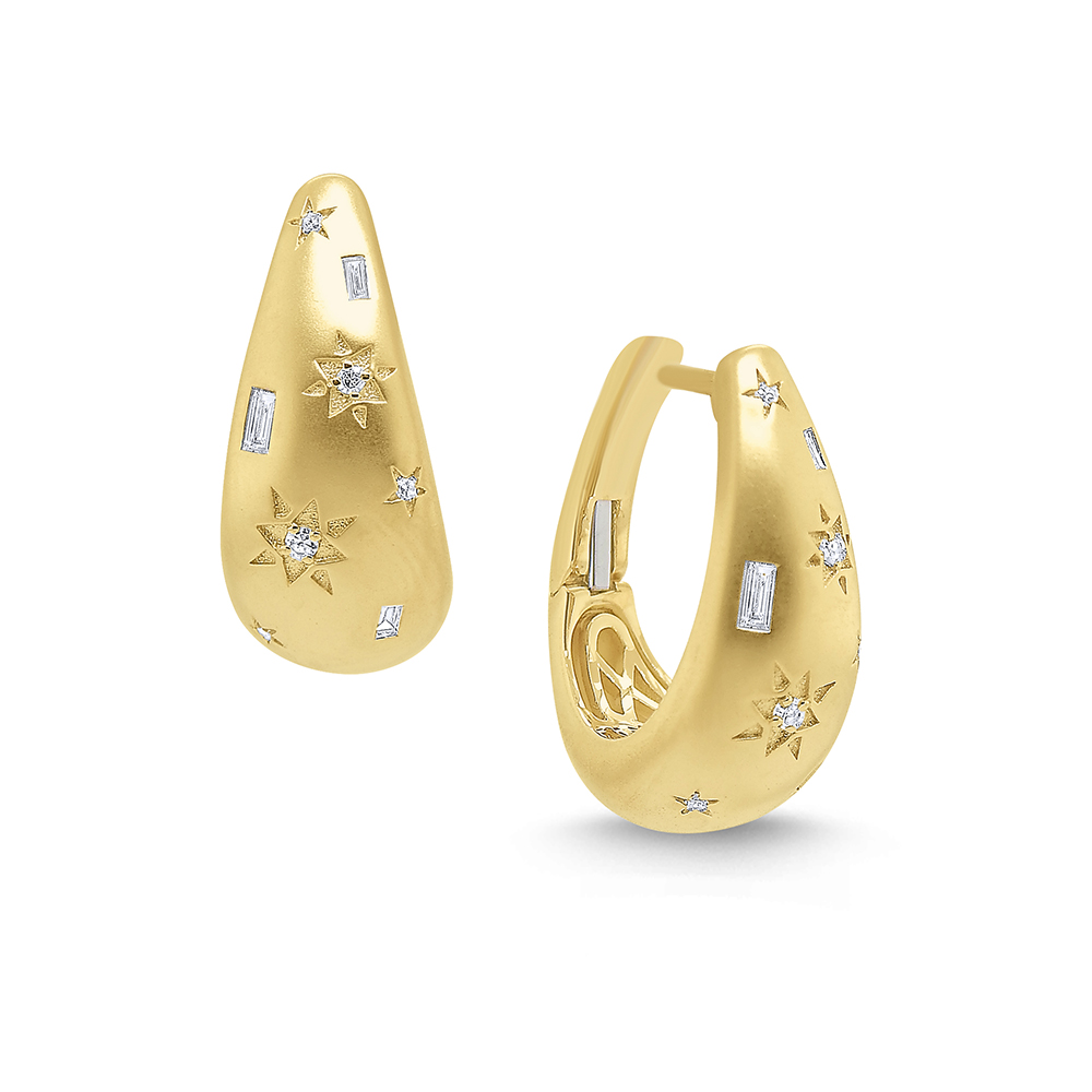 Diamond Starburst Earrings Available in 14K and 18K Gold