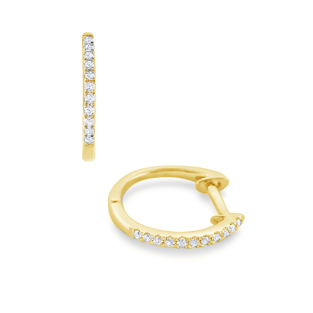 Diamond Mini Hoop Earrings Set in 14Kt. Gold