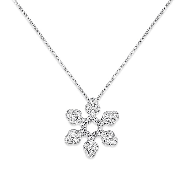 Diamond Snowflake Necklace in 14k White Gold with 24 Diamonds weighing ...