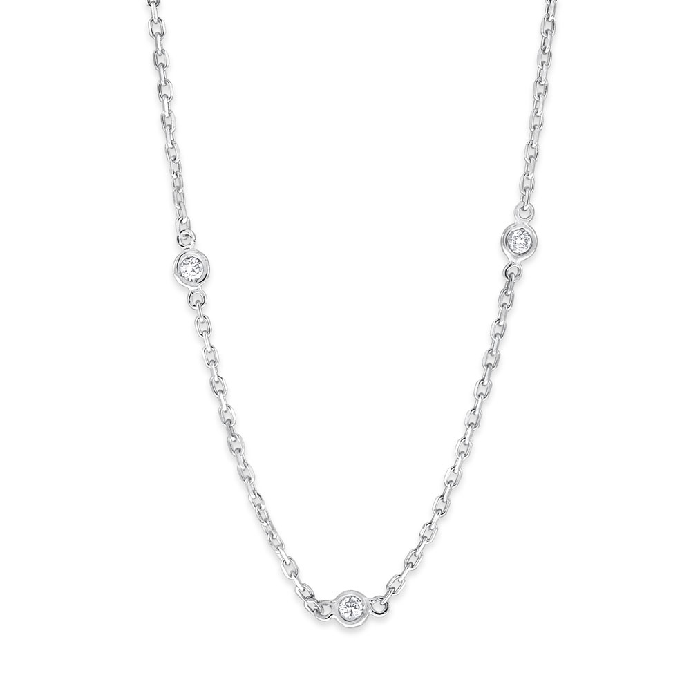 Diamond By The Yard Necklace in 14K White Gold with 21 Diamonds ...