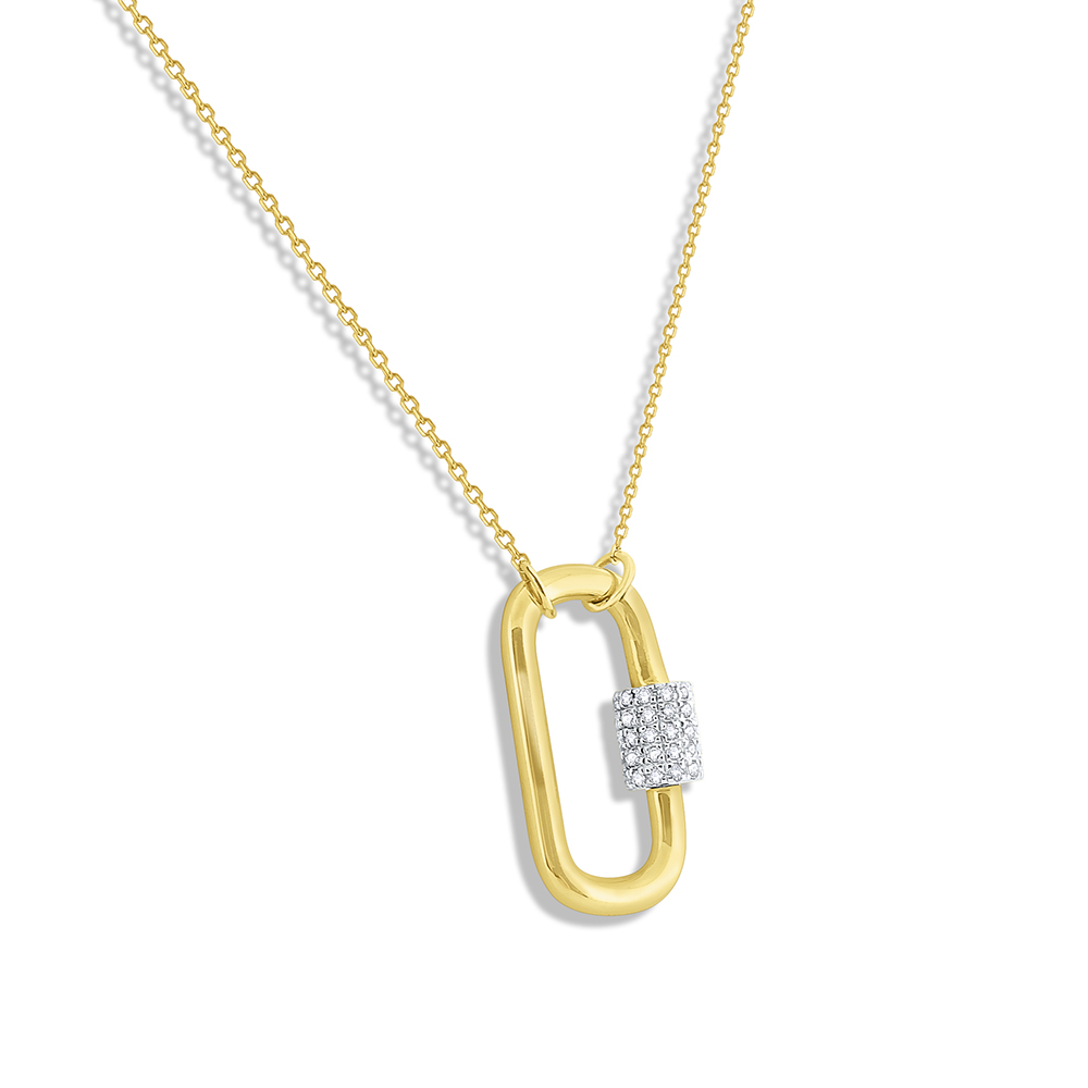 14k Gold and Diamond Charm Holder Necklace
