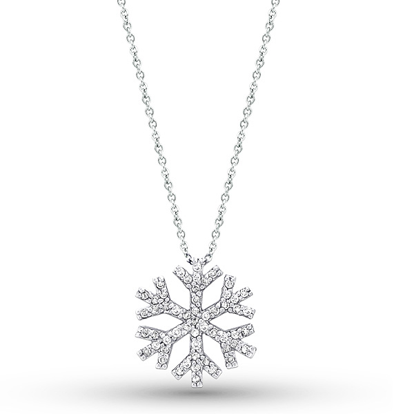 Diamond Snowflake Necklace in 14k White Gold with 55 Diamonds weighing ...