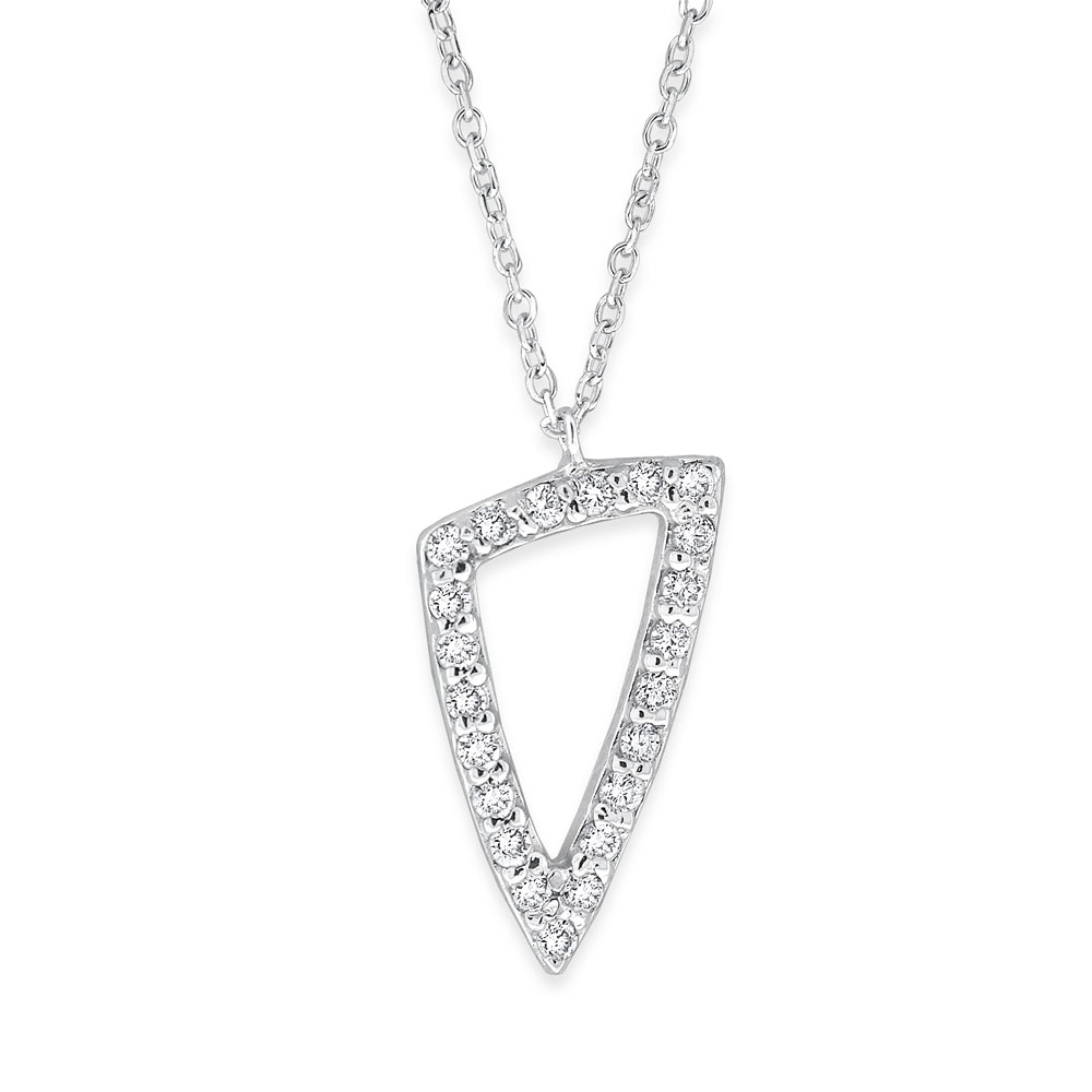 Diamond Modern Triangle Necklace in 14K White Gold with 22 Diamonds ...