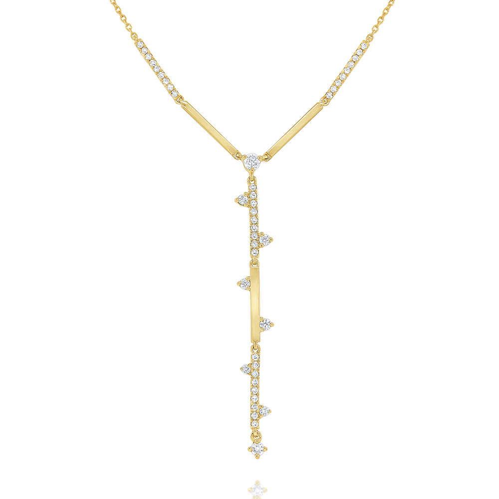 14k Gold and Diamond Vertical Bar Necklace