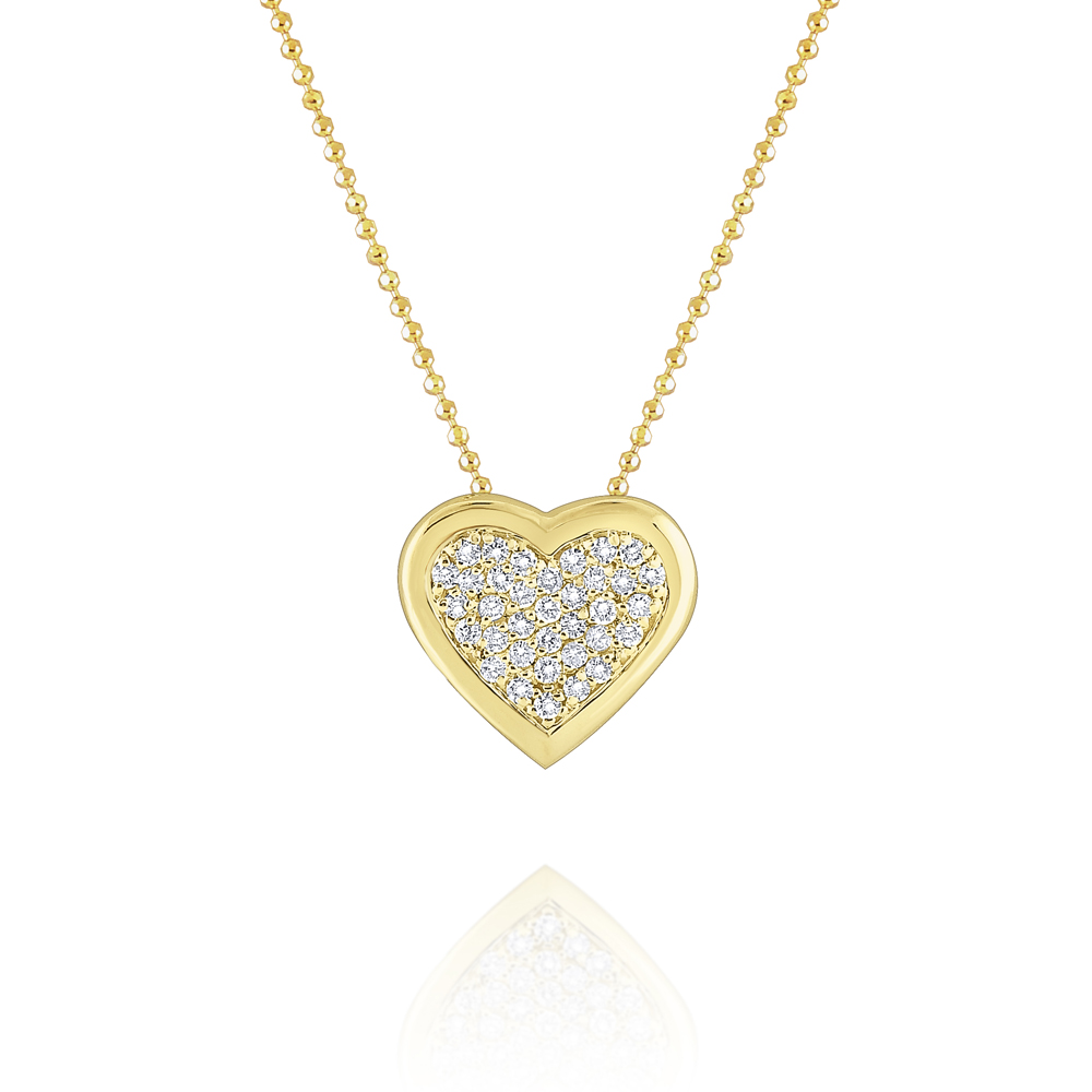 Pavé Diamond Heart Pendant Set in 14 Kt. Gold