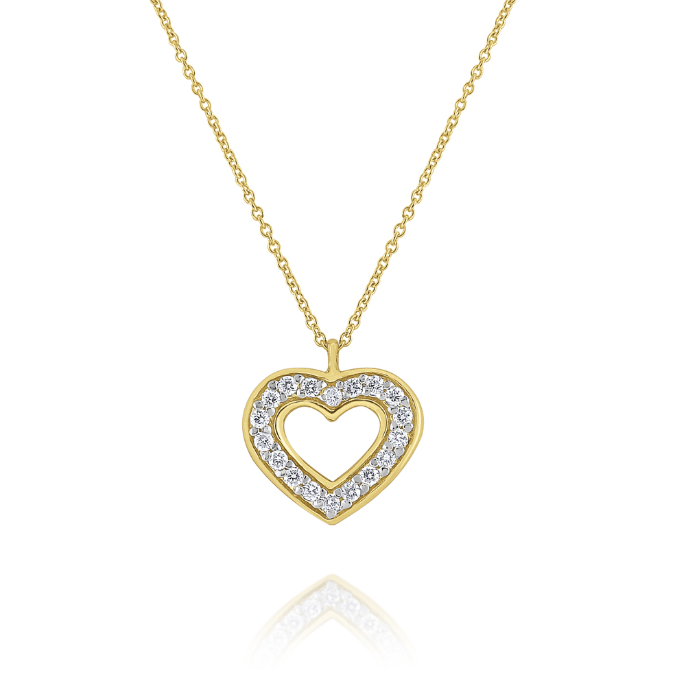 Diamond Heart Pendant Set in 14 Kt. Gold