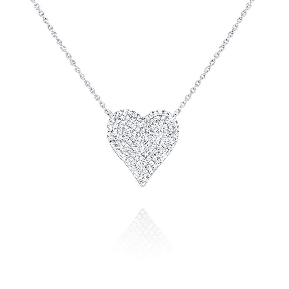 14kw Gold and Diamond Pave Heart Necklace
