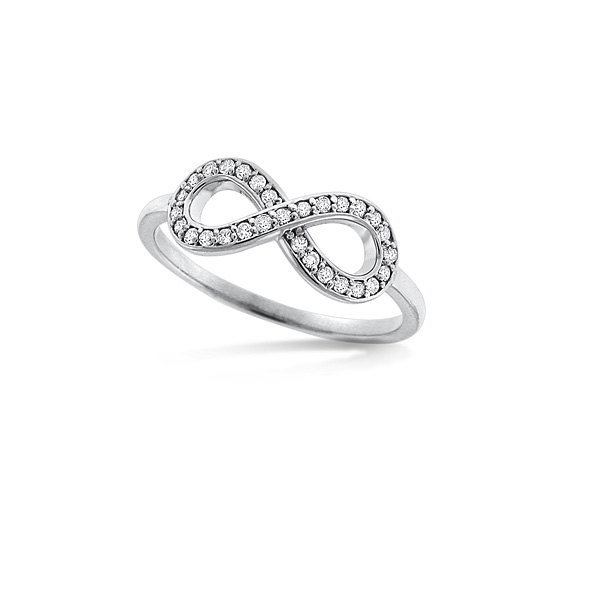 Diamond Infinity Ring in 14k White Gold with 29 Diamonds weighing .15ct tw