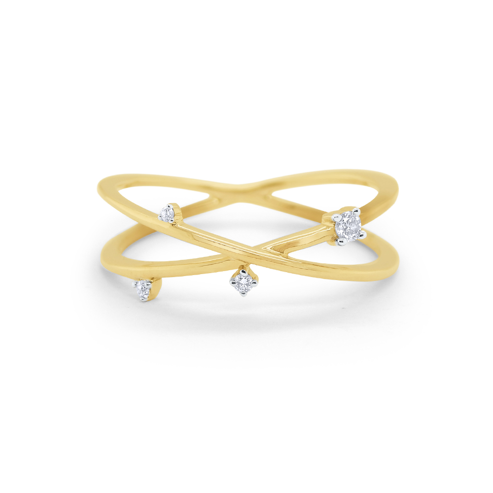 14k Gold and Diamond X Ring