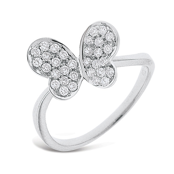 Diamond Butterfly Ring in 14k White Gold with 32 Diamonds weighing ...