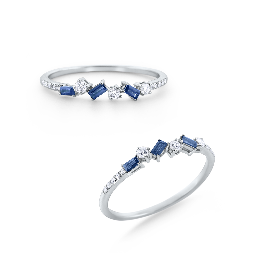 Sapphire & Diamond Stack Ring Set in 14 Kt. Gold