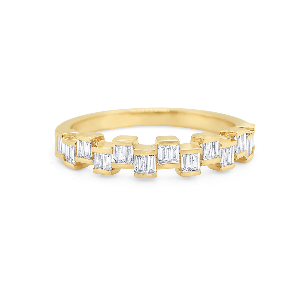 14k Gold and Diamond Mod Stack Ring