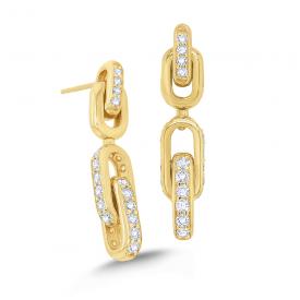 14k Gold and Diamond Bold Link Earrings