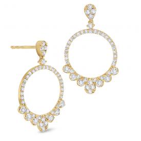 14k Gold and Diamond Open Circular Earrings