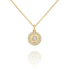 14k Gold and Diamond Mini Medallion Necklace