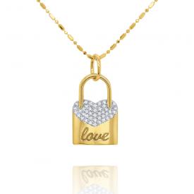 14k Gold and Diamond Love Lock Necklace
