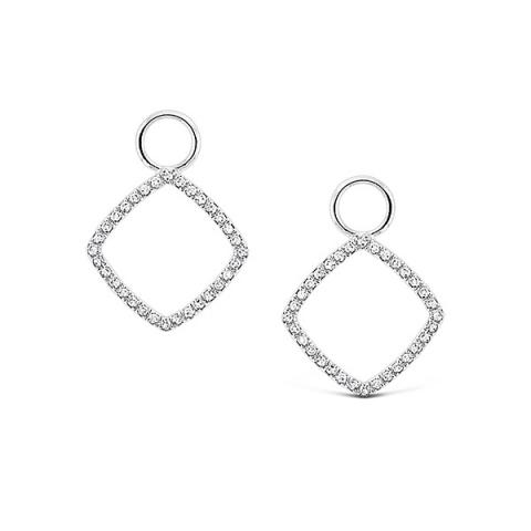 Diamond Square Earring Charms in 14k White Gold with 64 Diamonds ...