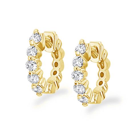 Diamond Mini Hoop Earrings in 14k White Gold with 10 Diamonds weighing ...