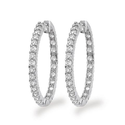 Diamond Inside Outside Hoop Earrings in 14k White Gold with 54 Diamonds ...
