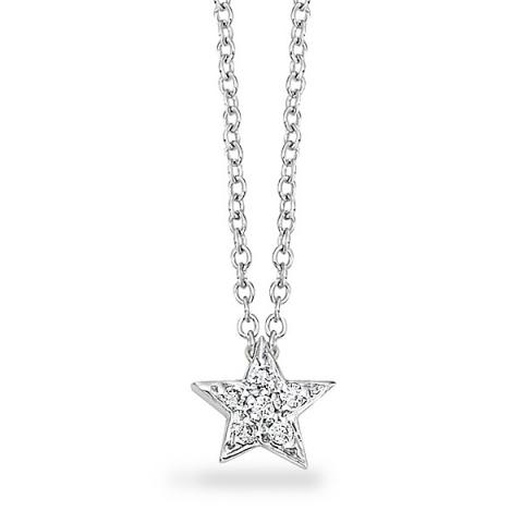 Diamond Small Star Necklace in 14k White Gold with 6 Diamonds weighing ...