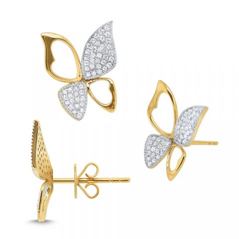 14k Gold and Diamond Butterfly Earrings