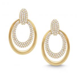 14k Gold and Diamond Double Oval Earrings