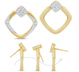 14k Gold and Diamond Convertible Earrings