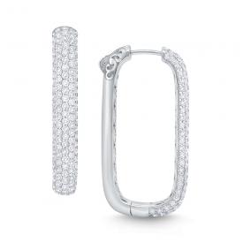 14k Gold and Diamond Large Pave Hoops