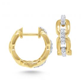14k Gold and Diamond Chain Link Hoops